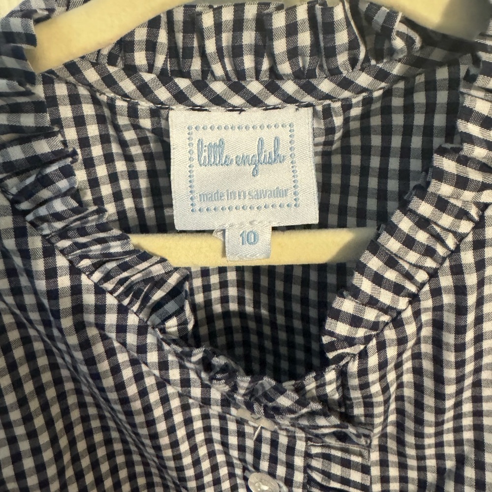 Little English Navy and White Gingham Kids Dress - Picture 5 of 7